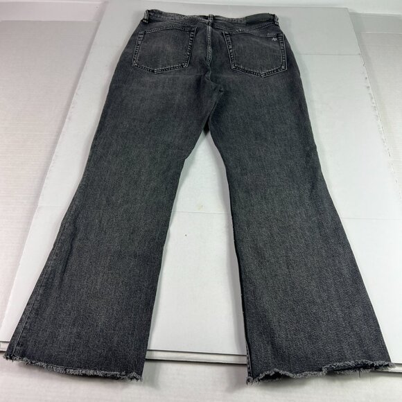 Rag & Bone Jeans Women's 30x26* Casey High Rise Flare Black Raw Hem Denim Tag 29 - Picture 8 of 16